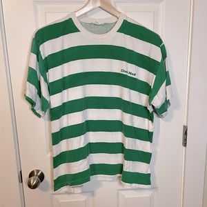VTG Club Med Bali green & white striped tee single stitch sz L